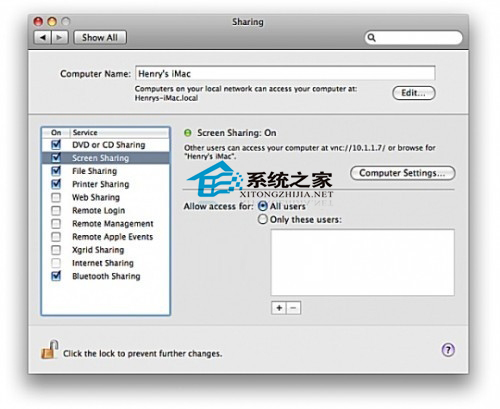 Mac通过屏幕共享实现远程控制其他MAC的方法