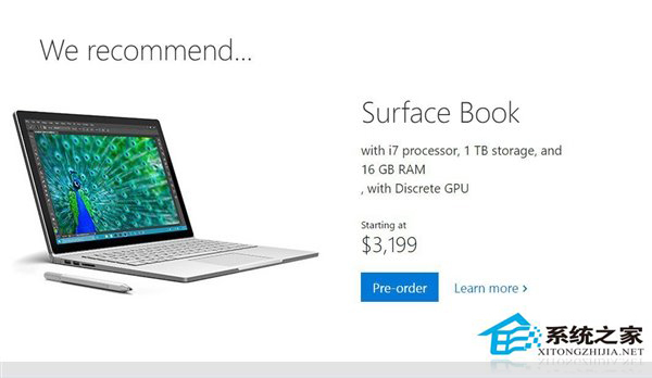1TB版Surface Book价格高达20315元