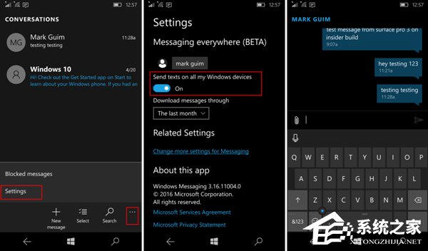 Win10 Mobile一周年更新正式版信息应用改动