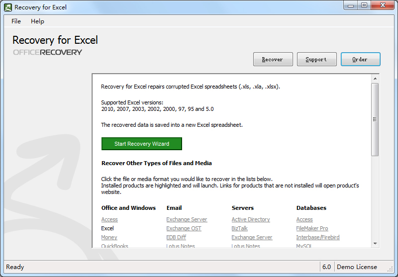 Recovery For Excel