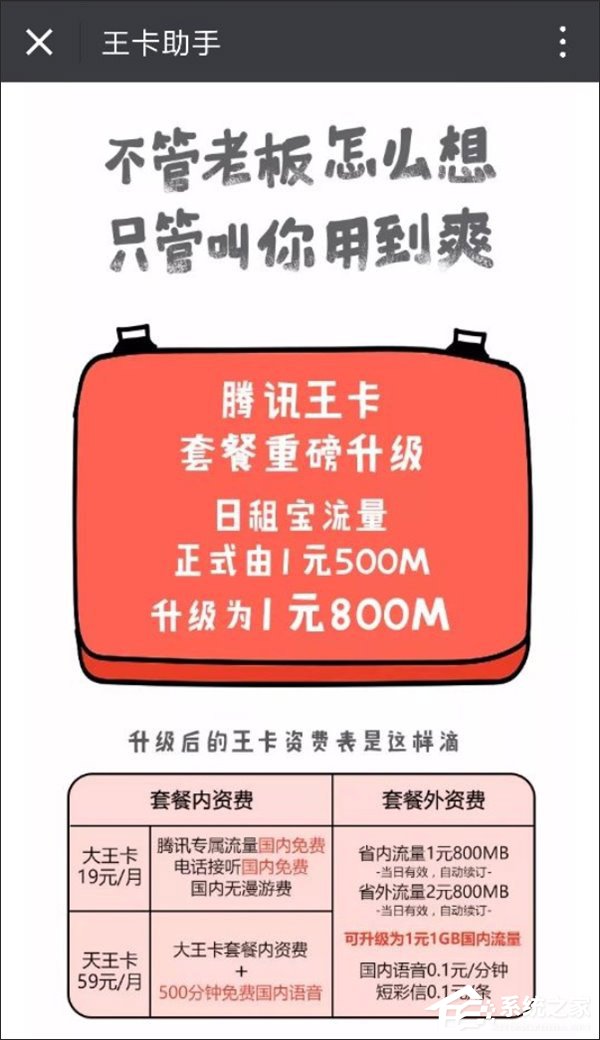 1元800MB！腾讯王卡默认套餐又获重磅升级