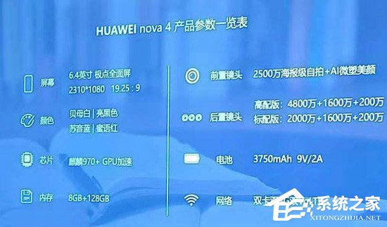 华为nova 4手机配置疑曝光