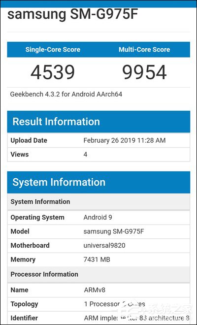 三星Galaxy Note10 Geekbench跑分成绩疑曝光