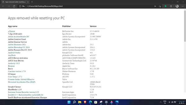 快速重置Win11