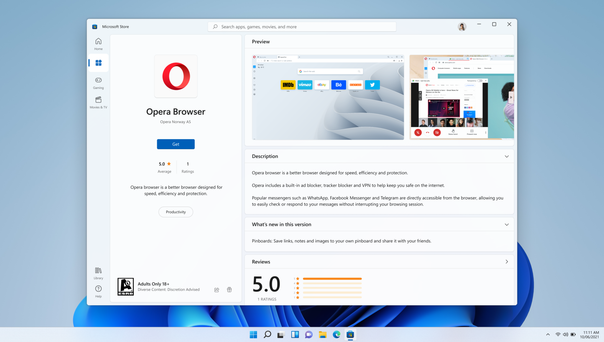 Epic游戏商城和Opera浏览器登录微软Win