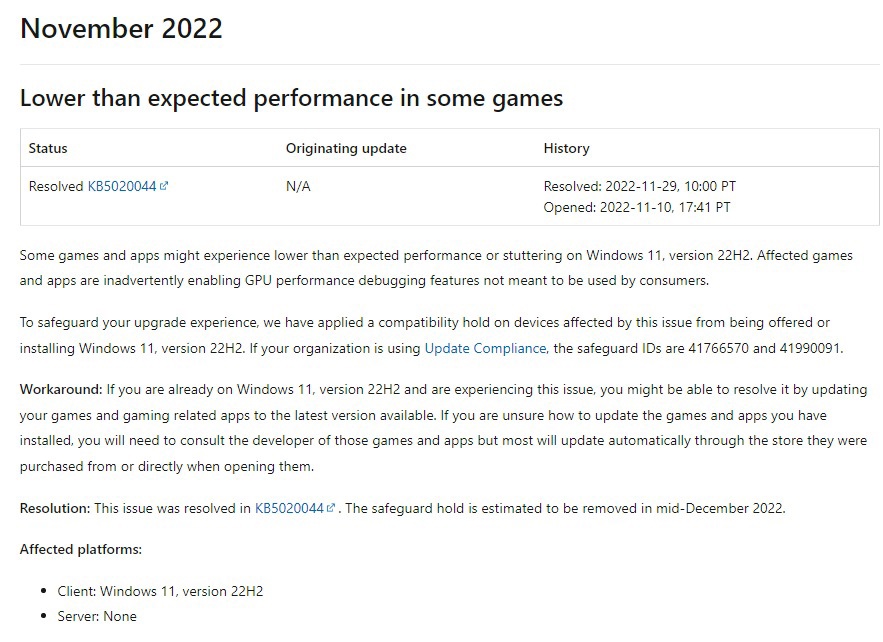 游戏性能问题已修复,微软将于本月中旬