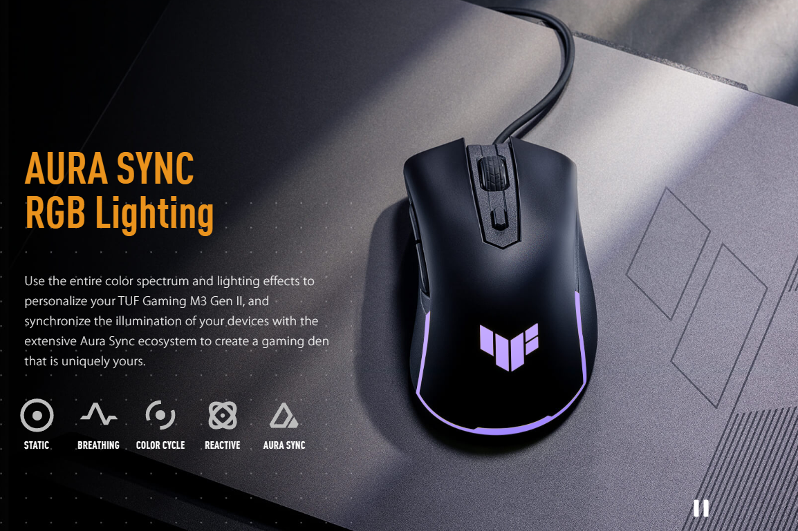 华硕发布TUF Gaming M3 Gen II 游戏鼠