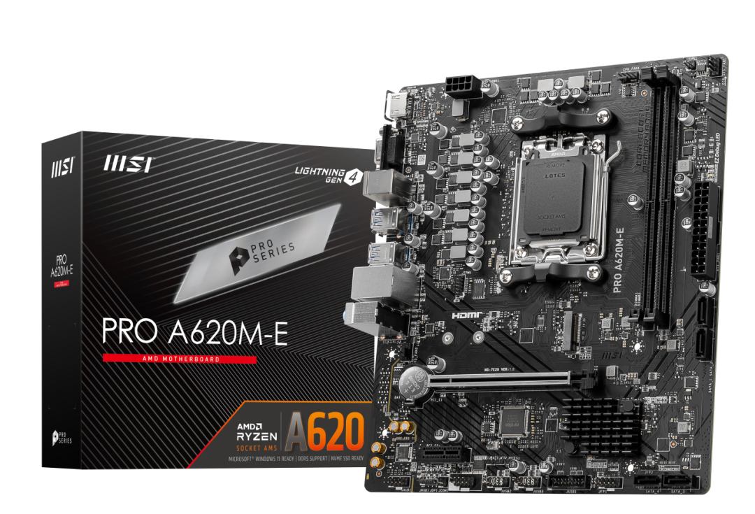 微星发布 PRO A620M-E 主板：支持锐龙 7000 系列处理器