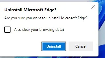 微软 Edge 卸载提示
