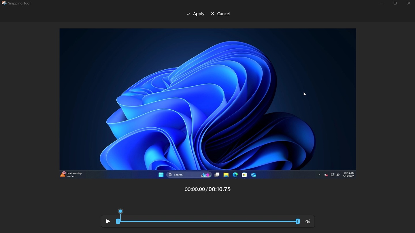 Win11 内置截图工具升级：简单剪辑录频