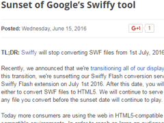 谷歌：Swiffy将于7月下线