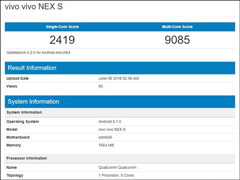 骁龙845加持！vivo NEX S手机Geekbench跑分首曝光