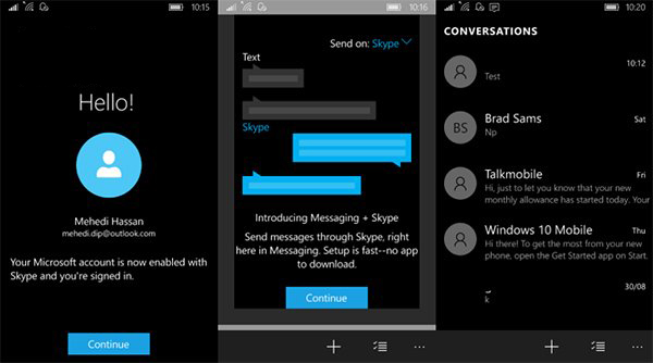 微软发布Win10手机版《消息Skype Beta》应用