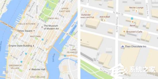 谷歌新版地图新样本 设计主题淡雅和谐