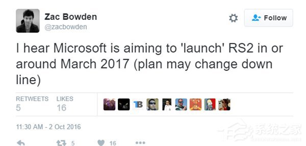 重磅消息：Win10 RS2正式版将于2017年3月正式发布