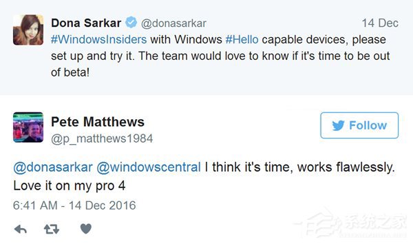 唐娜姐暗示：微软正考虑近期推出Windows Hello正式版
