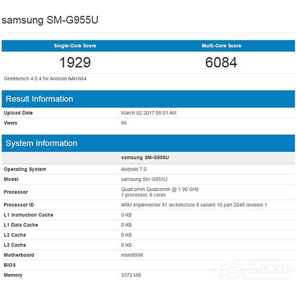 三星S8 Plus跑分首爆：搭载骁龙835+4GB内存