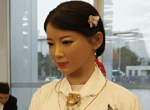 中国首款高仿真美女机器人佳佳担任记者，应对入流