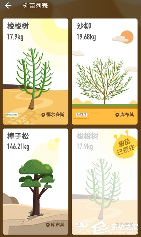 支付宝蚂蚁森林新增树种：沙柳/樟子松树可选