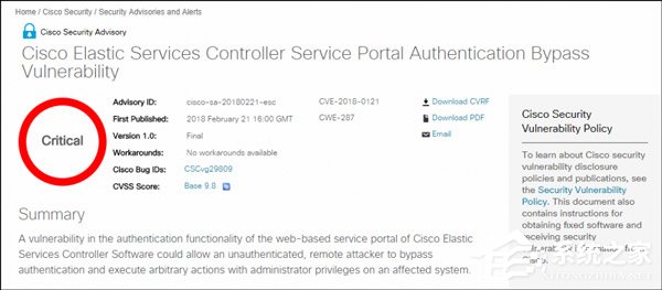 服务器惊曝安全漏洞！思科发布3.1.0版Elastic Services Controller