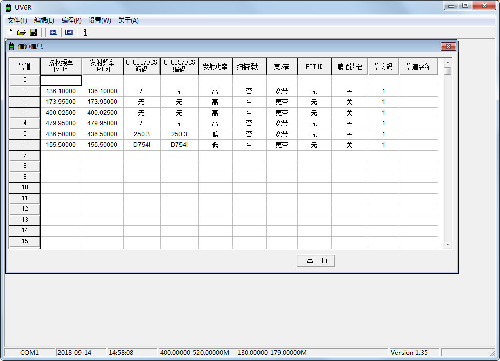 宝峰UV6R写频软件 V1.35