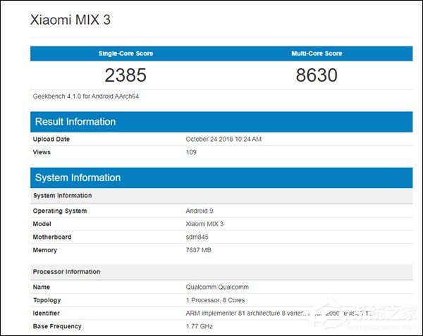 稳了！小米MIX 3在GeekBench“亮相”