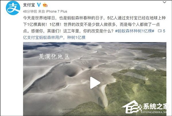 种下1亿棵真树！支付宝：蚂蚁森林用户数已达5亿