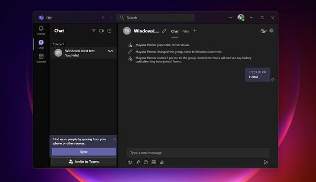 微软Teams 2.0界面更新