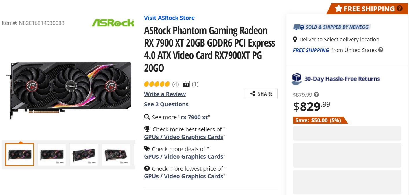  5800 元！华擎 RX 7900 XT 显卡海外降价