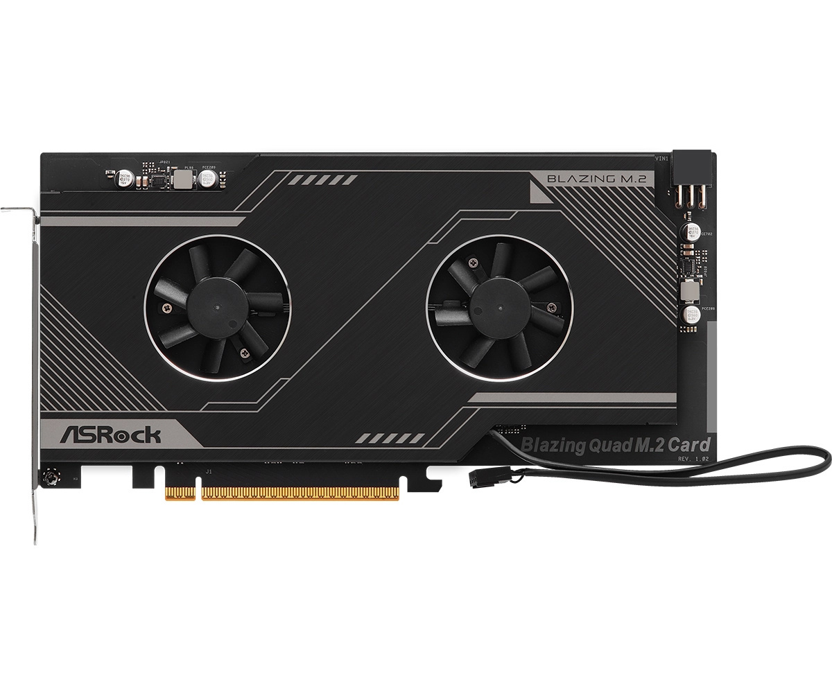华擎 PCIe 5.0 扩展卡开始上市：四 M.2 SSD 槽位，双风扇散热