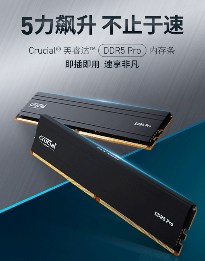美光英睿达 Pro 系列马甲内存上架：即插即用，5力飙升