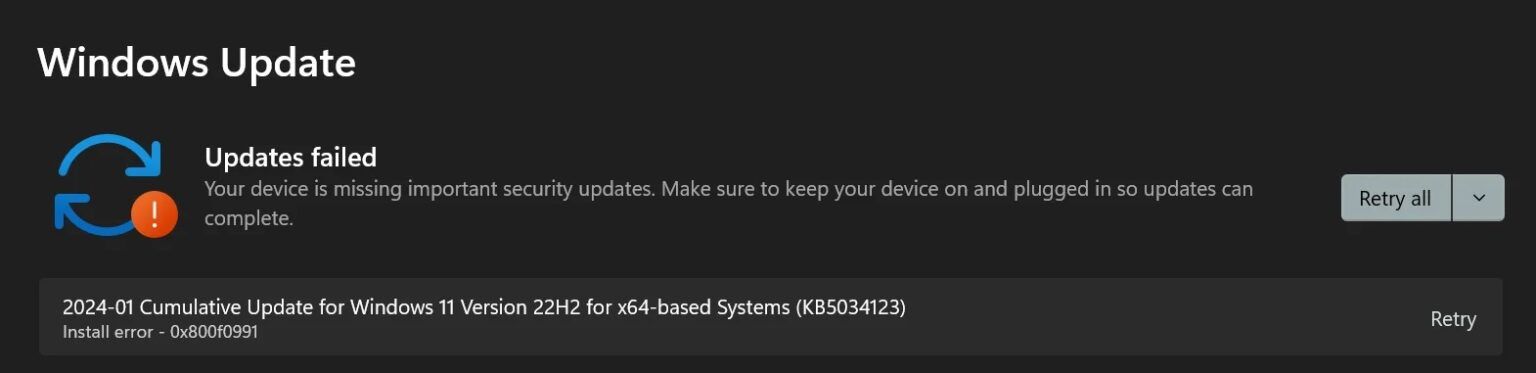 Win11 用户反馈无法安装微软 1 月更新