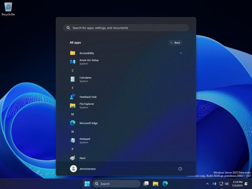微软 Windows Server 2025 预览版隐藏