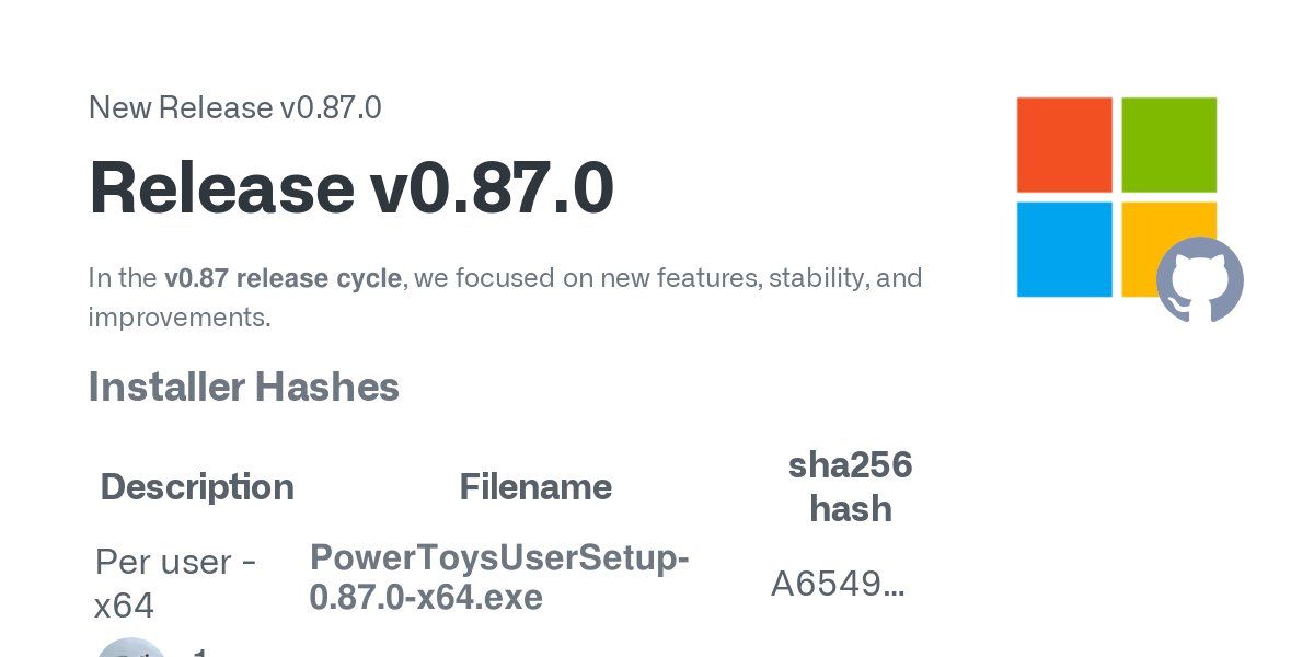 微软PowerToys发布0.87版本更新!