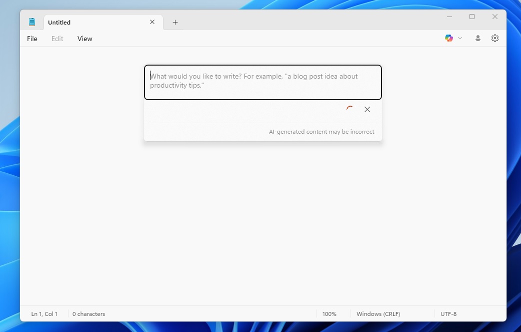 微软测试 Win11 系统 Write 功能，记事