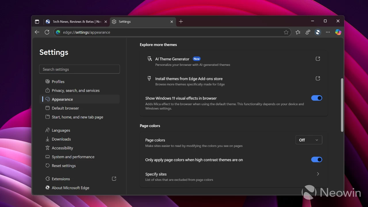 微软 Edge 浏览器再次恢复 Mica 云母效