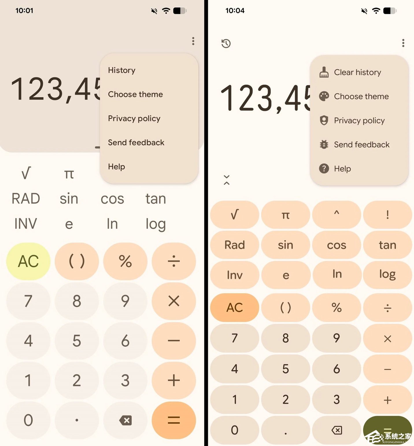 谷歌计算器应用升级至 9.0 版本:界面