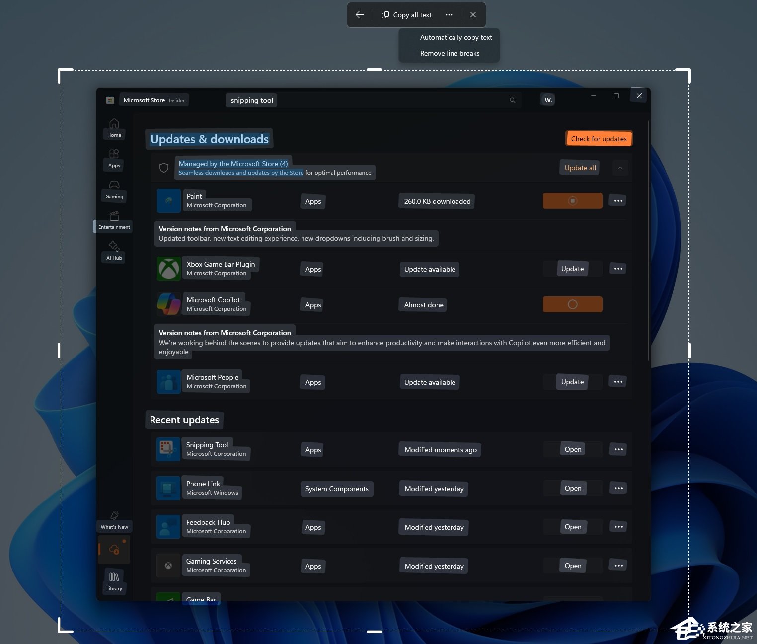 微软为 Windows 11 截图工具新增“文本