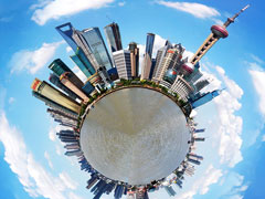 使用PS极坐标制作360度圆形全景图的方法