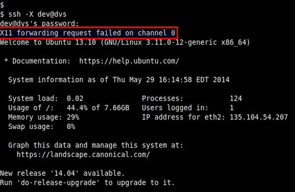Linux下出现"X11 forwarding request failed on channel 0错误