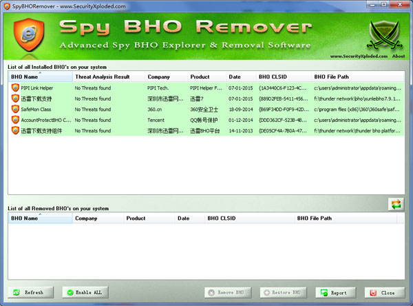  SpyBHORemover(浏览器保护) V5.5 绿色版