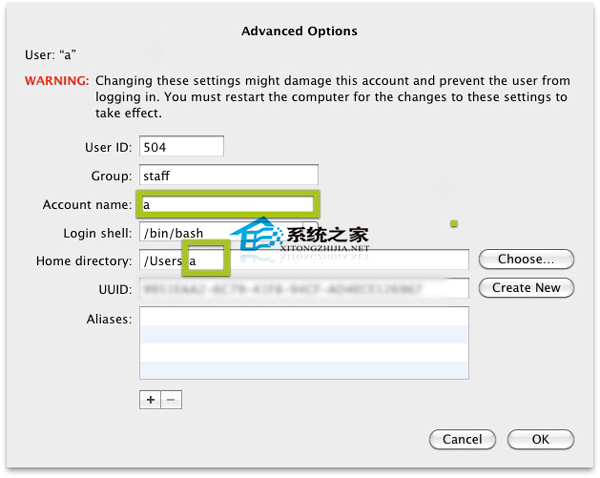  如何修改MAC用户的短名称