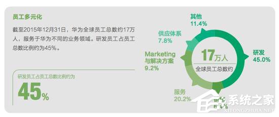 华为透露员工规模：员工17万人 研发占比45%