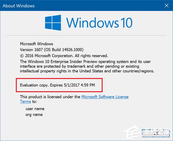 注意：部分Win10预览版本会过期使PC无法启动