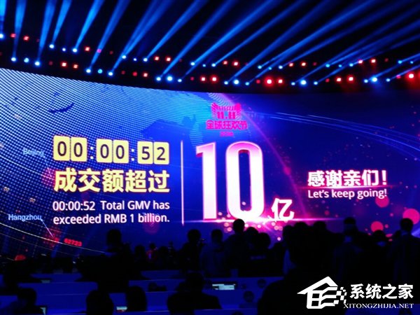 新纪录！2016天猫双11交易额破10亿仅用了52秒