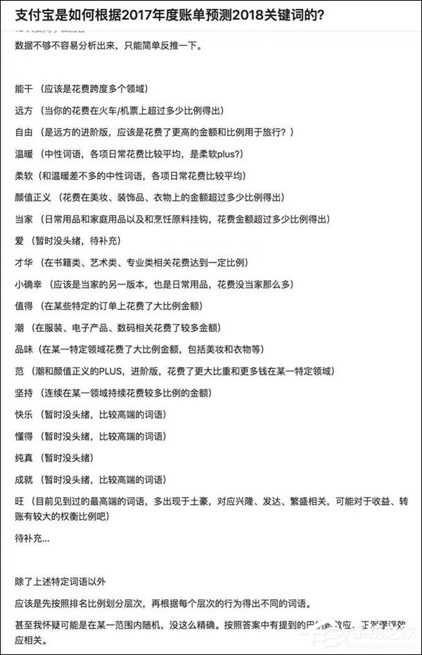 一图看懂支付宝2017个人年度账单中的关键词