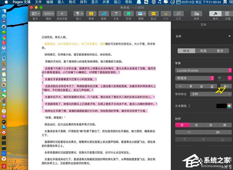 Pages怎样去掉文字底色?