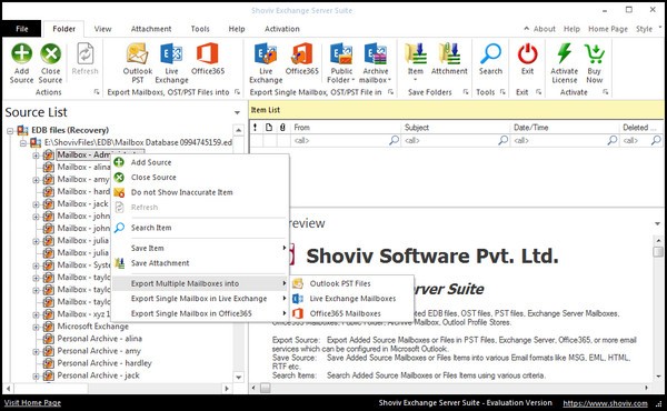 Shoviv Exchange Migration Tool