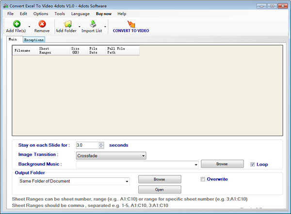 Convert Excel to Video 4dots