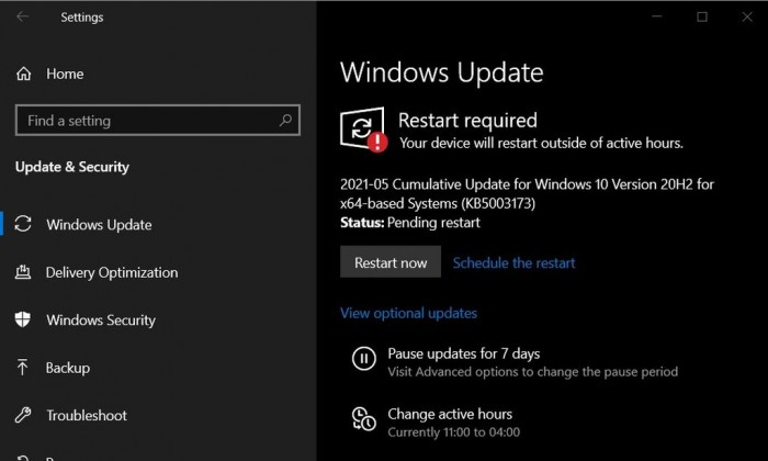 Win10 KB5003173